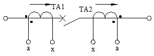 安装在油断路器上套管型电流互感器的极性检查示意图